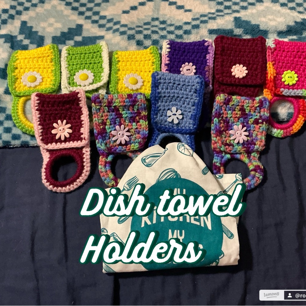 Colorful Crochet Dish Towel Holders